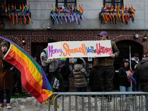 Supporting image for story: Rainbow flag raised at Stonewall monument in New York in defiance of Trump