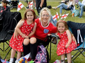 England fans watch the big match on the giant screen at Telford Town Park
