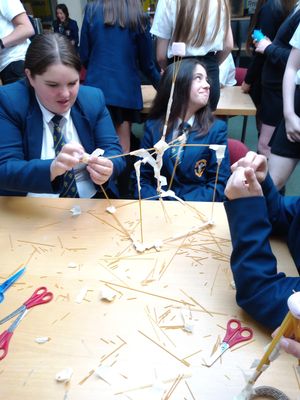 Pupils undertaking problem solving exercise using Spaghetti