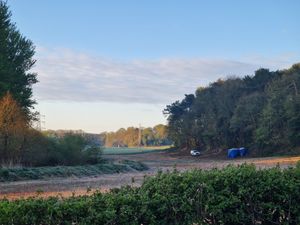 A police car was seen in a field this morning at Greensforge Lane close to Ashwood Marina with a cordon set up.
