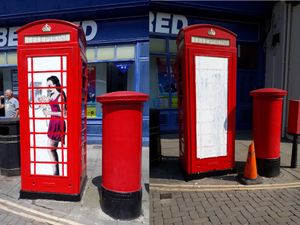 Supporting image for story: Graffiti or art? Fury as Ludlow phone box art is whitewashed