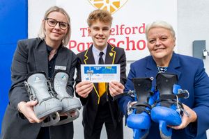 Ms Huntington, headteacher at the Telford Park School, Jacob, year 11 student and Councillor Shirley Reynolds, Cabinet Member for Children, Young People, Education, Employment and Skills.