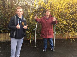 Helen Jones taking part in the walk