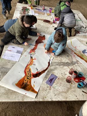 Forest School activities with Presteigne Primary School at The Rodd