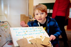 James McKay, five, from Whittington selling seeds