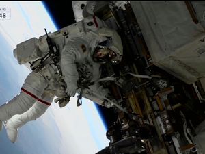 Supporting image for story: Nasa’s two stuck astronauts take their first spacewalk together