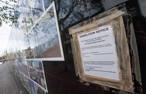 A demolition notice in Bilston High Street
