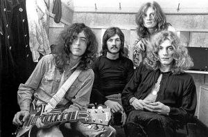 (NO SUB AGENCIES IN UK, FRANCE, GERMANY, HOLLAND, SWEDEN, FINLAND, JAPAN.)    Led Zeppelin (Jimmy Page, John Bonham, John Paul Jones, Robert Plant) 1969 during Led Zeppelin File Photos at the Led Zeppelin File Photos in Various, United Kingdom.  (Photo by