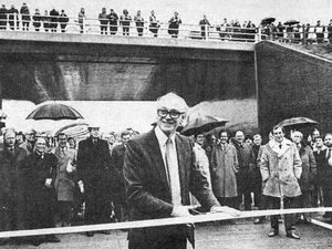 Transport Secretary Nicholas Ridley opens the M54 motorway on November 25, 1983.