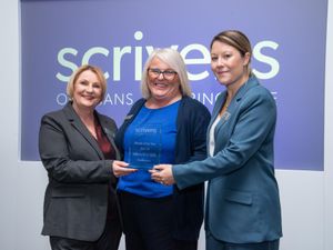 l-r Scrivens Opticians & Hearing Care's regional manager Theresa Richards, branch manager Amanda Owen and regional manager Hayley Weston