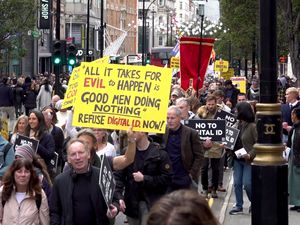 Supporting image for story: Thousands march through London in protest against digital ID plans