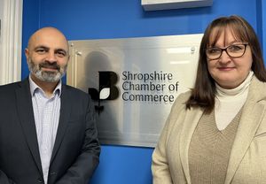 Carbon specialist at Auditel Munminder Gill with Shropshire Chamber's head of commercial success Jenny Pearson