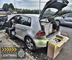 50,000 cigarettes were seized from this car on the M6 in Staffordshire