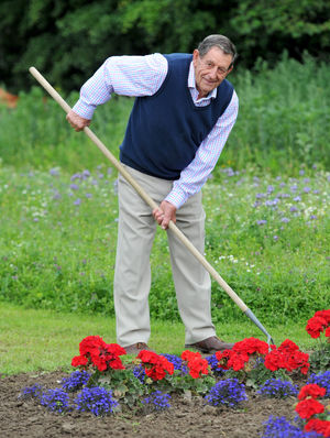 Graham Tranter planted nearly 400 flowers to create his 40ft-wide NHS tribute