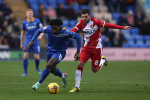 Tunmise Sobowale of Shrewsbury Town and Jake Forster-Caskey of Stevenage (AMA)