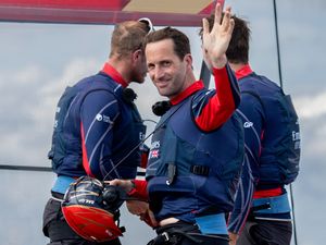 Sir Ben Ainslie in acton for the Emirates Great Britain SailGP Team