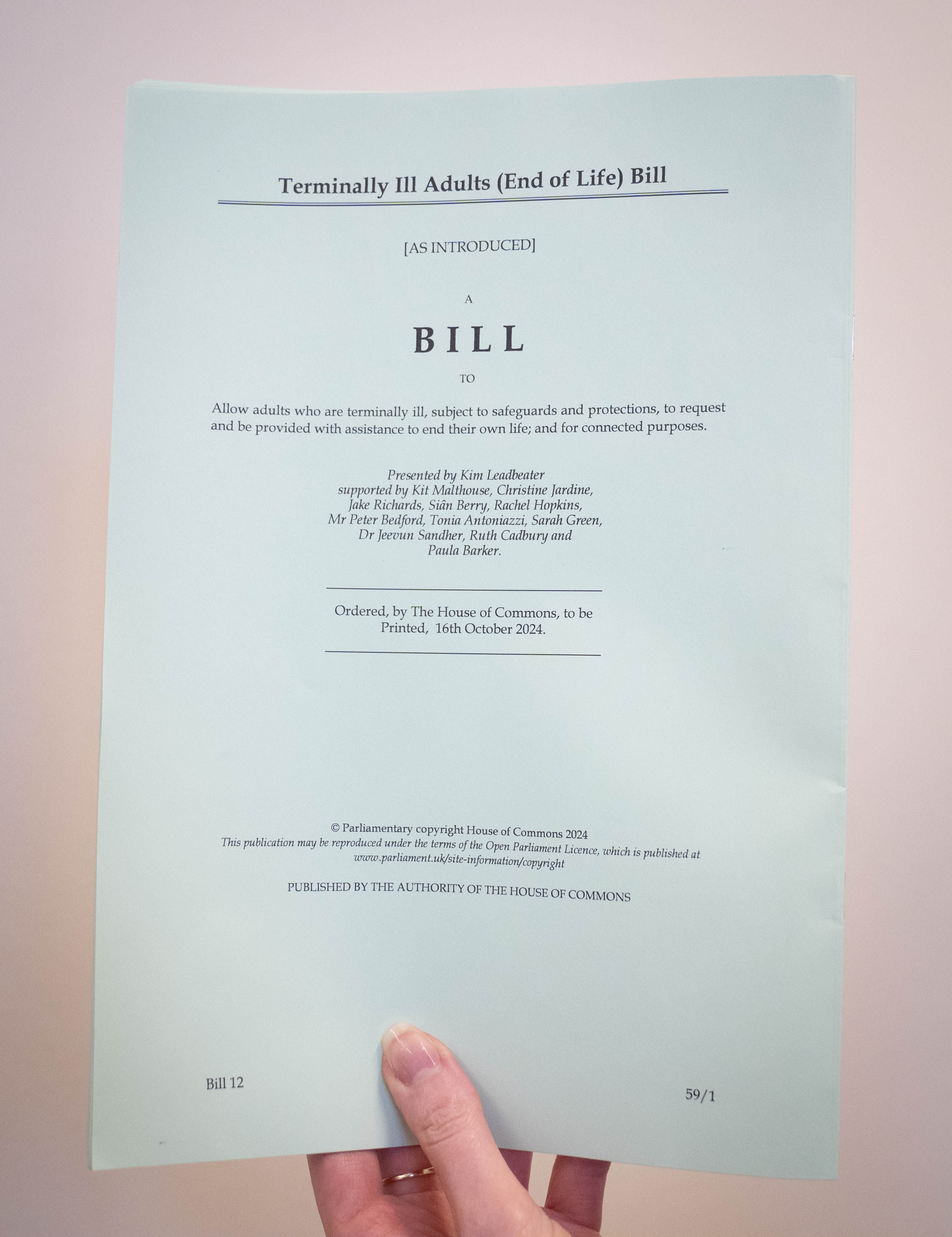 The End of Life Bill.