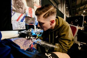 Lucky Charlie, the one-armed tattooist