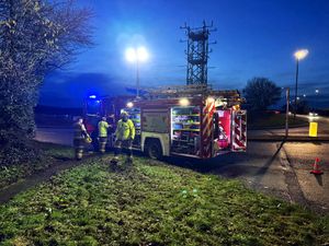 Firefighters helped make sure the car was safe. Picture: Market Drayton Fire Station
