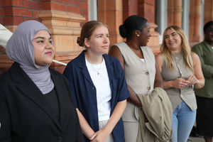 MCC Young Female Broadcaster of the Year 2025 runners up. Left to right: Syeda Rizvi, Polly Starkie, Sharon Akrofi and Lara Davies