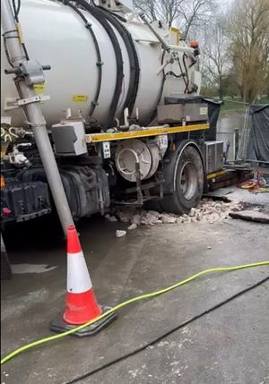 The hole was gradually filled with 20 tons of stone before the tanker was removed.