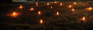 Candles on the Dancing Pavement at Soulton Hall, liked to 'As You Like It' (here seen lit at the time of the passing of Queen Elizabeth II