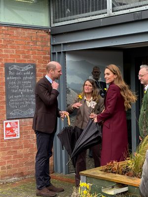The Prince and Princess of Wales arrive at the Oriel Davies Gallery in Newtown. Picture: Gemma Lawley