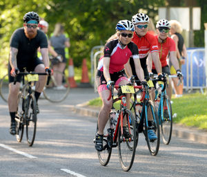 Cyclists begin the ride