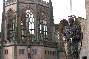 The Knife Angel outside Coventry Cathedral 