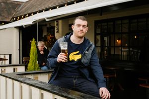 Jason Price from Shrewsbury enjoying a pint