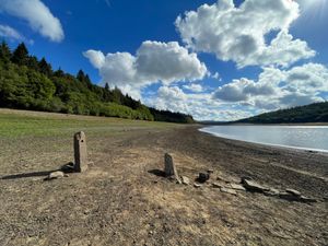 Supporting image for story: Lost structures emerge from reservoirs as water levels continue to drop
