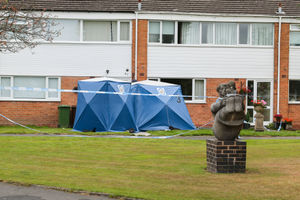 Forensic tents at the scene of the murders in Solihull