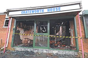 DUDLEY COPYRIGHT TIM STURGESS NATIONAL WORLD 10/02/25. Emergency services rushed to the scene of Hayes Lane, Lye, near Stourbridge, at around 6pm today (Saturday) to reports of a major blaze affecting a fishing tackle shop, a garage  and Chatsworth house next door.