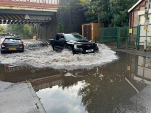 Flooding in Station Road, Codsall on Saturday