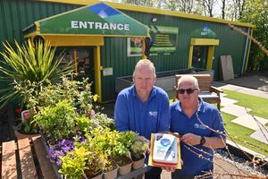 Lakeside Garden Centre in Telford is celebrating 20 years serving the community. Pictured is staff member of 19 years Kevin Turley and owner Steve Evans. Photo: Steve Leath