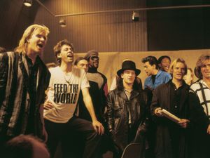 Supporting image for story: Band Aid 40th anniversary mix places artists’ young and old voices together