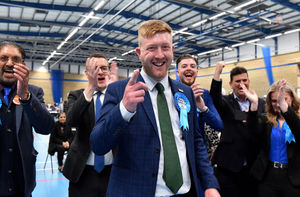 Deputy group leader Councillor Simon Bennett celebrates taking Bushbury North at last week's elections