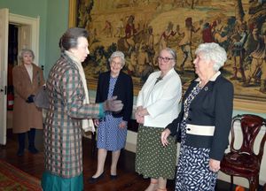 Save the Children's Patron, Princess Anne meets long-serving fund-raisers during her visit to the Jebb sisters' birthplace in Ellesmere last April