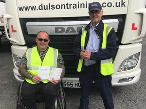 Supporting image for story: Shropshire trainer’s adaptive-controls vehicle steers Darren to Class 1 licence
