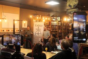 Huw at the book launch on Tuesday