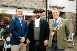 Deputy Mayor Dan Thomas, Joffrey Watson and Mayor of Much Wenlock Marcus Themans