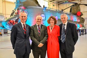 The RAF Museum in Cosford has announced a new partnership with BAE Systems. Pictured left to right: Sir Stephen Hillier, RAFM Chair of Trustees, Sir Stuart Atha, BAE Systems, Maggie Appleton, RAFM CEO, Cliff Robson, BAE Systems.