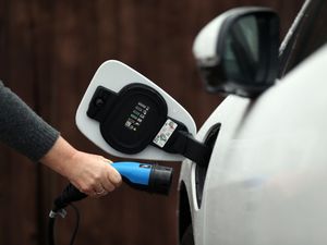 An electric car being charged