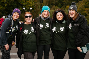 The 'Breasties', a group of cancer patients who have become friends and took part in the event – Sam Jones, Debbie Lucas, Carrie Horton, Tara Innes and Mary Perry.