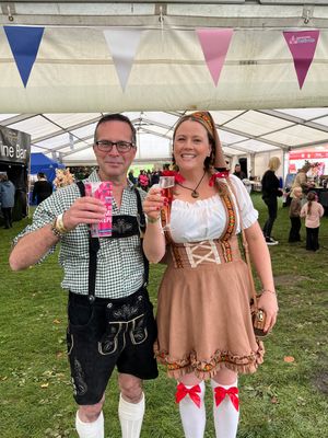 Mark and Sarah Woods from Liverpool getting into the Oktoberfest swing of things.