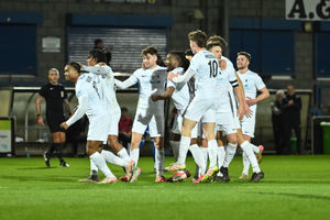AFC Telford United celebrate in their win over Macclesfield (Kieran Griffin)