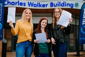 Telford College students Sophia Hall 18, Sophie Duigenan, 18, and Rebecca McGowan,18