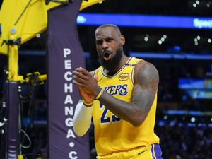 Los Angeles Lakers’ LeBron James (23) reacts to a foul call