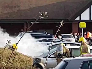 Supporting image for story: Video: Car goes up in flames on Shrewsbury Meole Brace Retail Park
