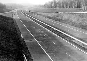 The M54 during construction. This is the Tong to Telford section. The picture was published in January 1983 and the caption read: 'A view of the section of the motorway already completed. It should be open to traffic later this year.'
